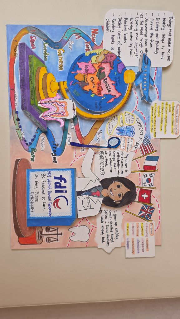 Full vertical view of the dream board on a white background, showing the whole layered composition end to end.